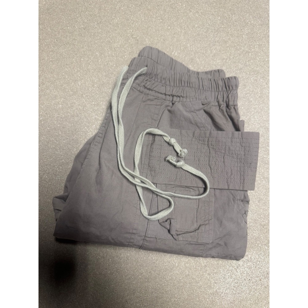 MNML‎ Cargo Pants Women L Grey Drawstring Elastic Waist Pockets Utility